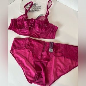 ADORE ME Bra/Panty Set “Justina” Unlined Bra 34B/Panty Medium Pink Fuchsia
